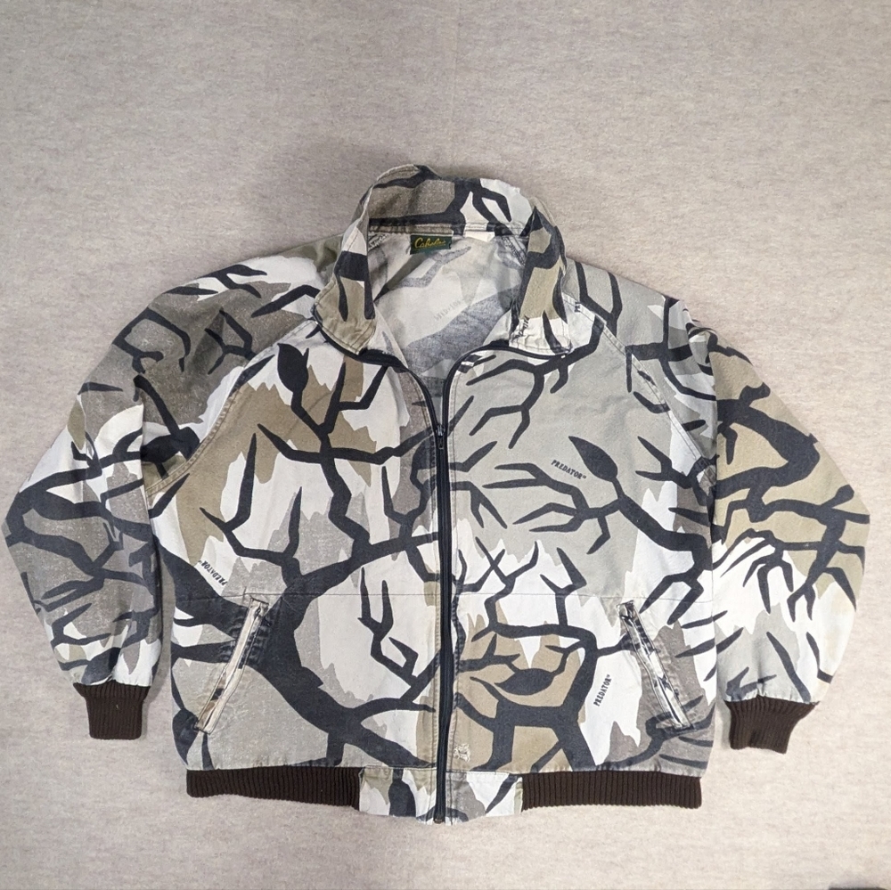 Vintage Unique! Cabela's Predator Canvas Zip Up Utility Hunting Jacket Size XL